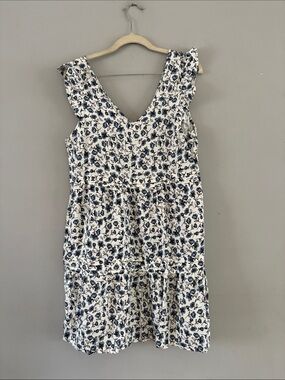 Lucky Brand White Mini Dress with Navy Floral Pattern